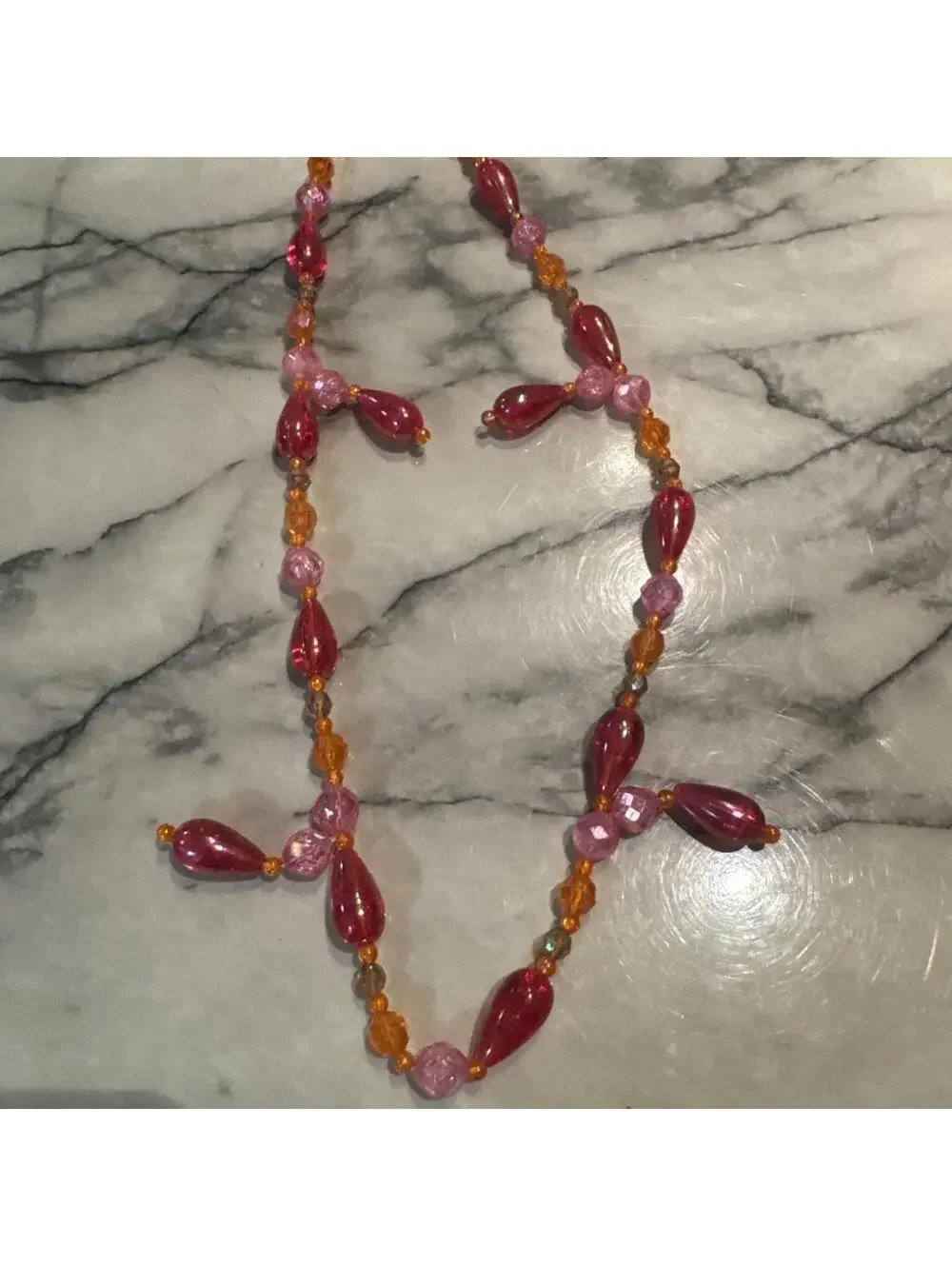 4x 20 Feet Of Lord & Taylor Beaded‎ Garland Strand Pink Orange Boho Chic 7' Tree